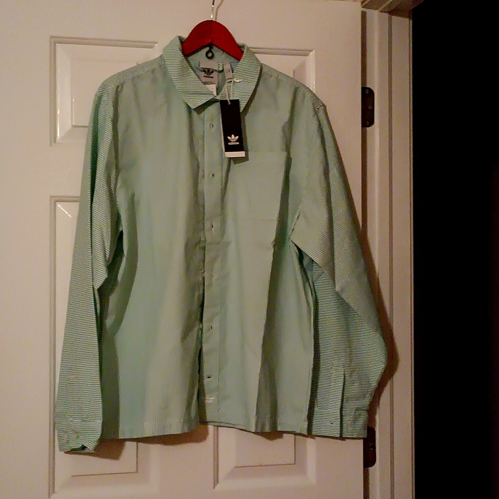 Adidas Human Made Green Checks Long Shirt Pocket Atleisure Men Size Large